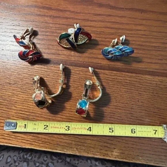 5 Pair of beautiful, colorful, clip earrings - Picture 9 of 10